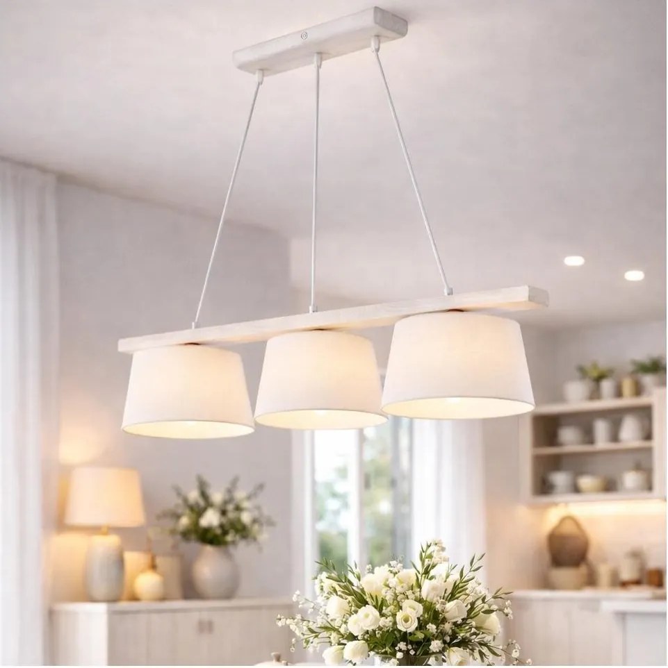 Lampadario sospeso su cavo AIDA 3xE27/60W/230V rovere/bianco