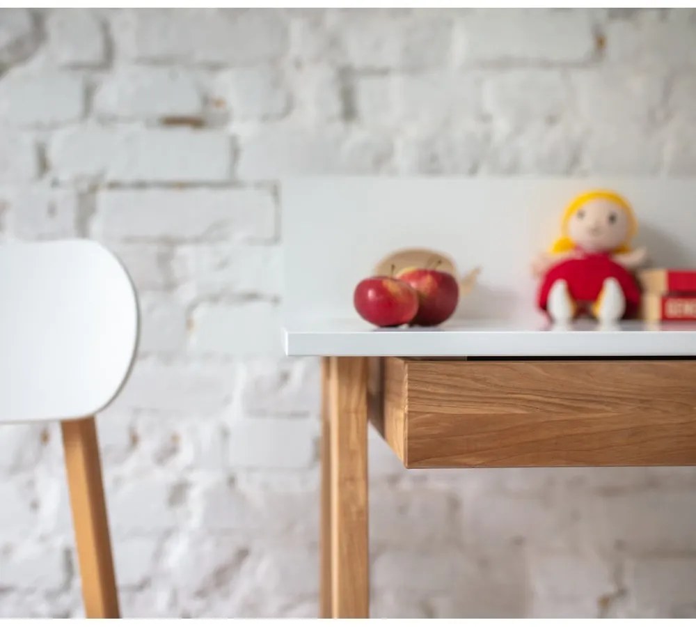 Scrivania bianca con base in frassino, lunghezza 65 cm Luka - Ragaba