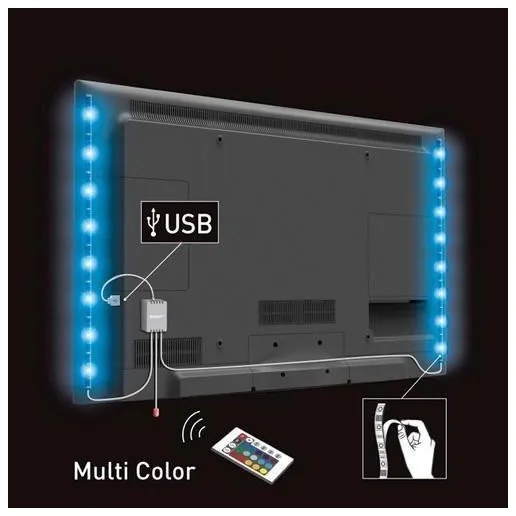 Solight WM504 - KIT 2x Striscia LED RGB per TV con telecomando LED/USB 2x50cm