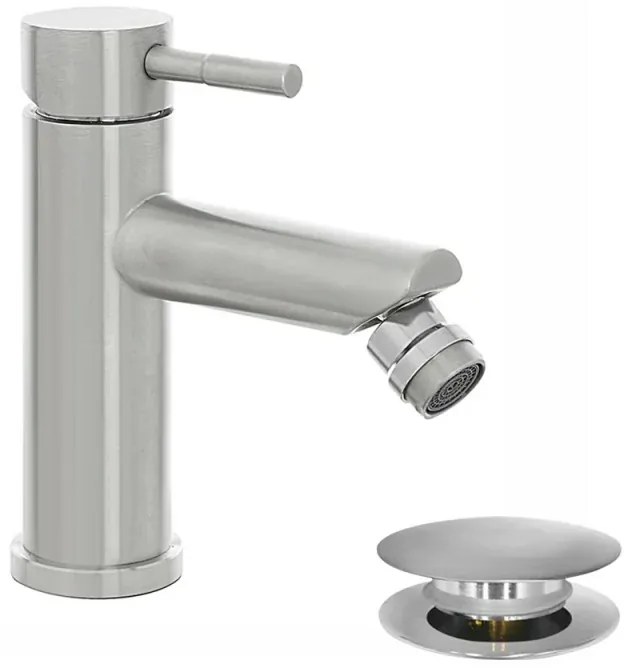 Miscelatore bidet acciaio spazzolato con piletta click-clack York