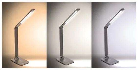 Solight WO55-G - Lampada da tavolo LED dimmerabile con caricatore wireless LED/10W/100-240V grigia