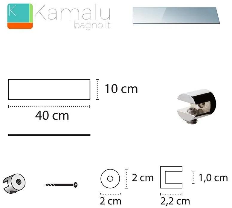 Kamalu - mensola bagno in vetro temperato 40cm vitro-110
