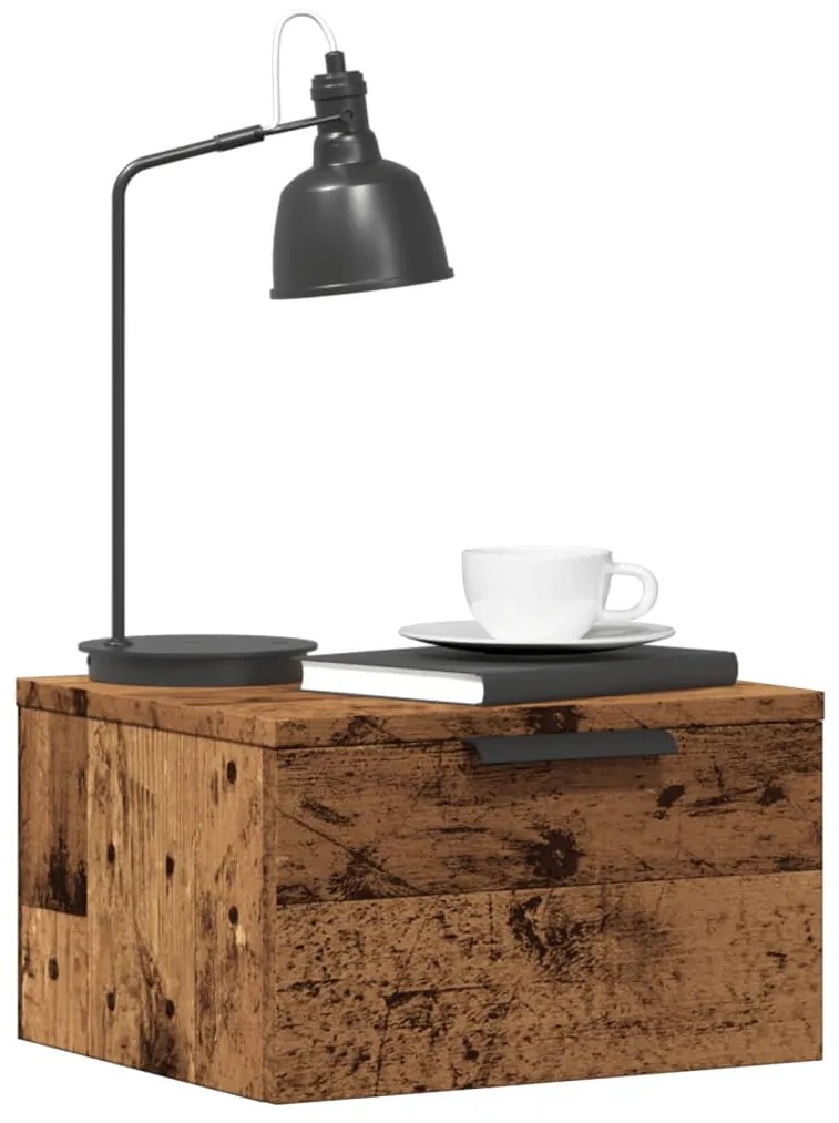 Comodini A Muro 2 Pz Legno Antico 34x30x20 Cm /