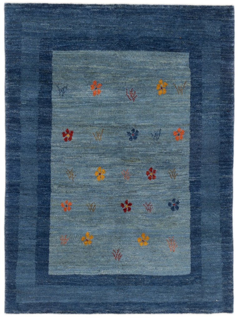 Gabbeh Tappeto 190 x 140 Blu (Iran) Annodato A Mano