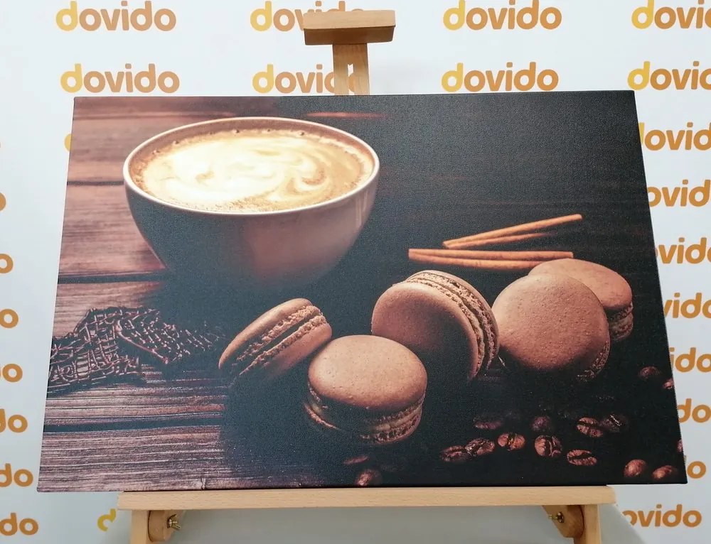 Quadro su tela – Caffè con macaron al cioccolato