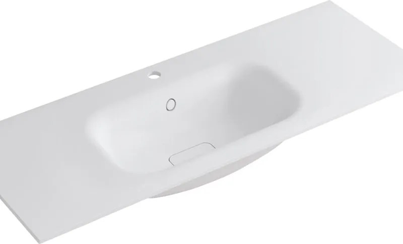 Lavabo a incasso rettangolare vasca centrale L 120.5 x H 15 x P 46 cm in resina bianco opaco