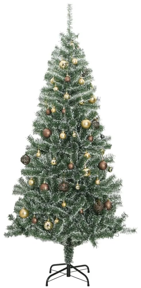 Albero di Natale Artificiale con 300 LED Palline e Neve 210 cm