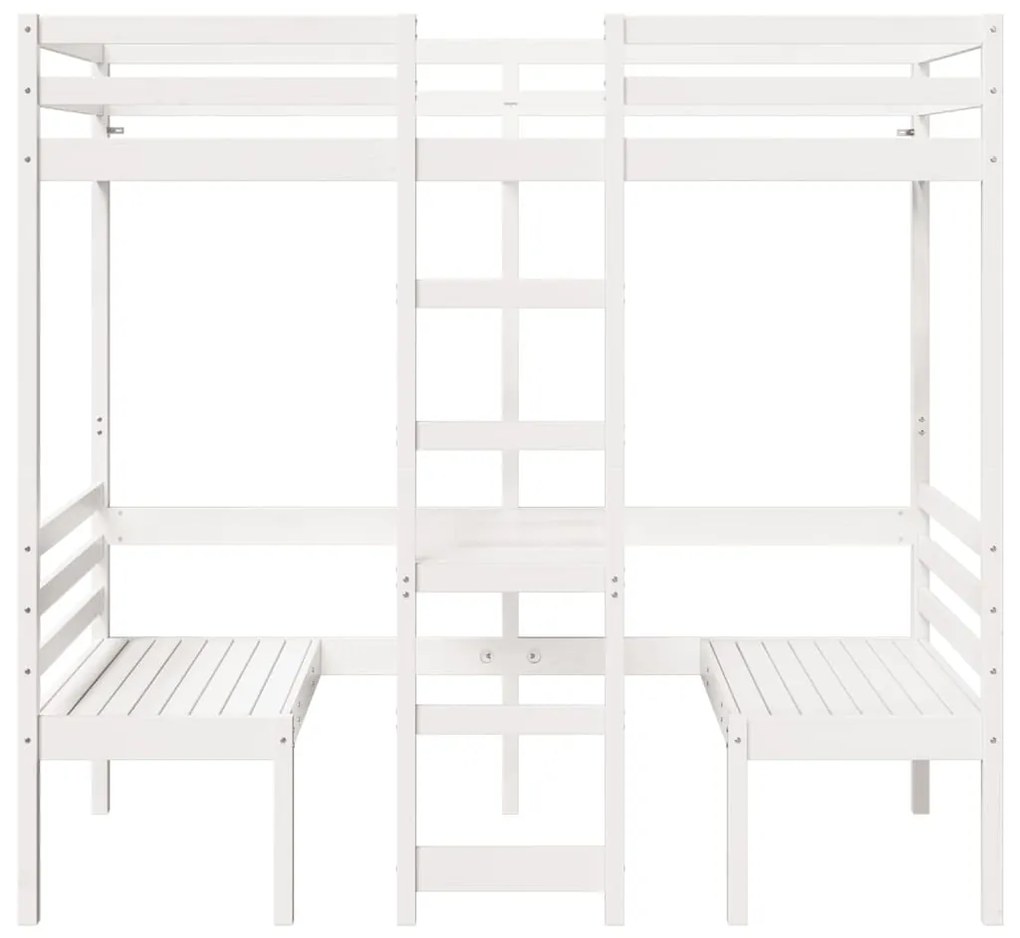 Giroletto soppalco con scrivania e sedie bianco 75x190cm pino
