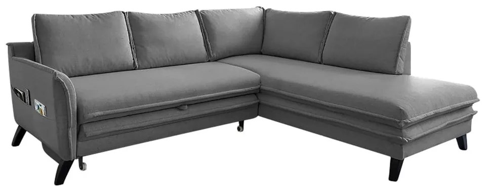 Divano letto angolare grigio L, angolo destro Charming Charlie - Miuform