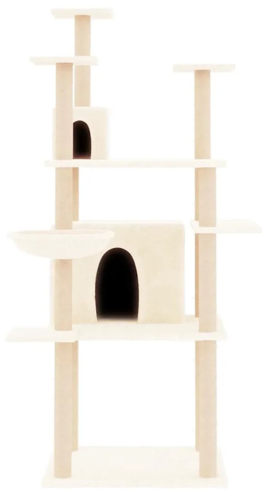 Albero per gatti con tiragraffi in sisal crema 166 cm