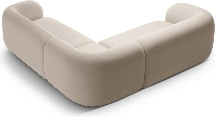 Divano angolare beige con rivestimento in velluto Kate – Micadoni
