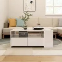 Tavolino da Salotto Bianco Lucido 102x55x42 cm Legno Compensato 810923