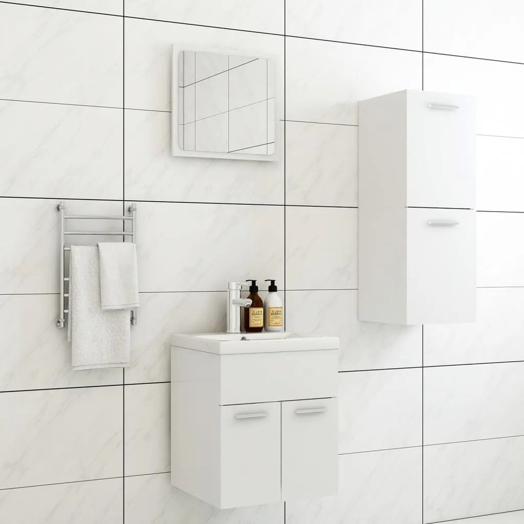 Set Mobili Da Bagno Bianco İn Truciolato /