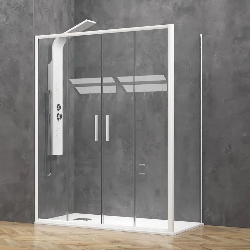 Kamalu - Box doccia 70x170 colore bianco opaco doppio scorrevole | KE-6000B