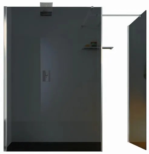 Box doccia walk-in Wens, vetro fumè 6 mm, H 200 cm, profilo cromo