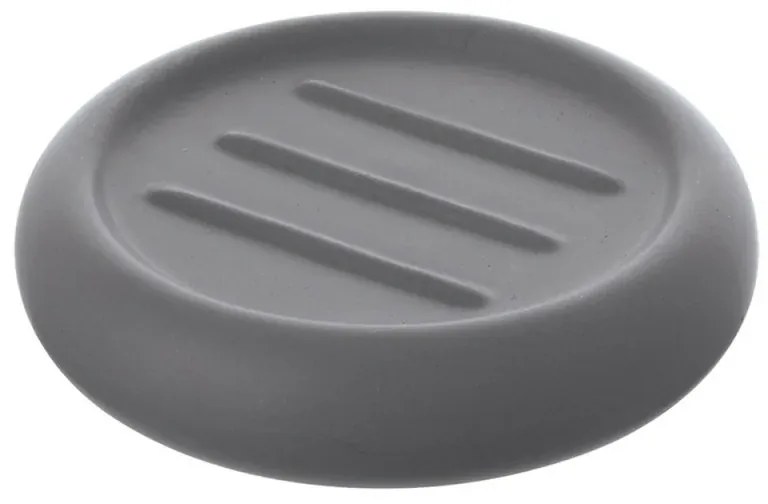 Portasaponetta tonda da appoggio in ceramica grigia