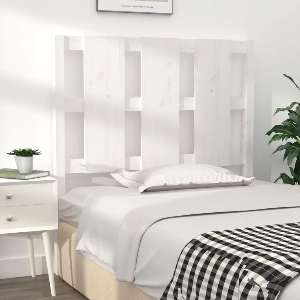 Testiera per letto bianca 105,5x4x100 cm legno massello di pino
