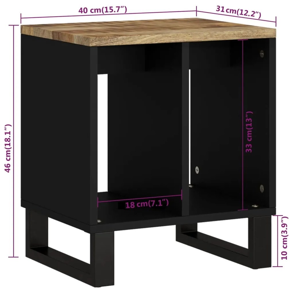 Tavolino 40x31x46 cm Legno Massello Mango e Legno Multistrato