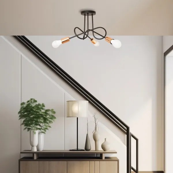 Lampadario a LED da incasso OXFORD 3xE27/15W/230V Nero