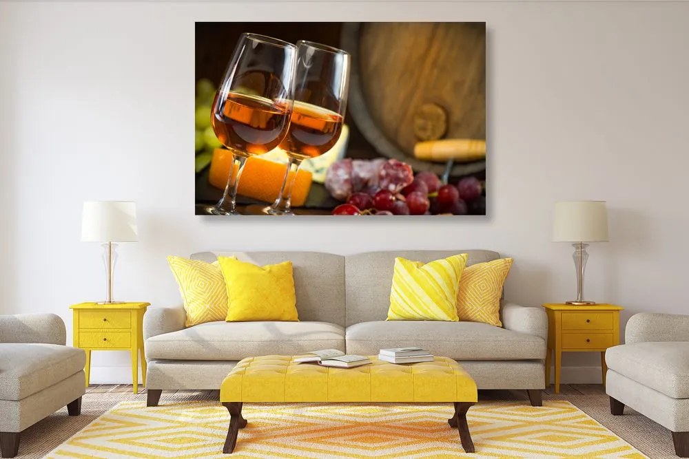 Quadro su tela – Due bicchieri di vino rosato
