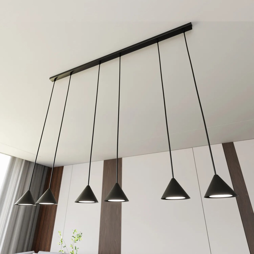 Sospensione Minimal Skadi 6 Luci In Acciaio Nero