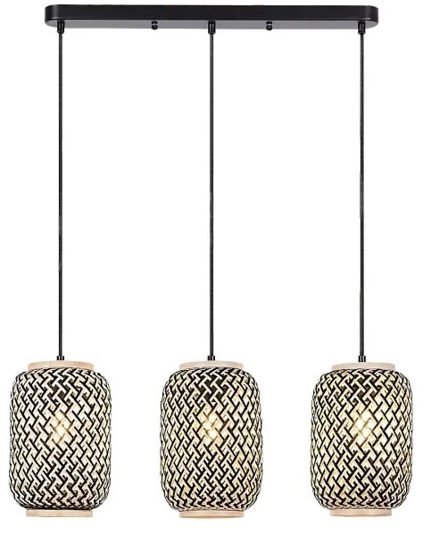 Rabalux 72093 - Lampadario ADALLA 3xE27/40W/230V in rattan su cavo