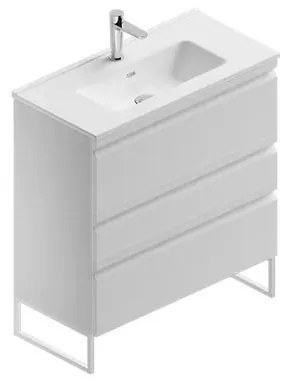 Mobile sottolavabo e lavabo Pull per vasca centrale bianco opaco in mdf L 80 x H 56 x P 39 cm 3 cassetti
