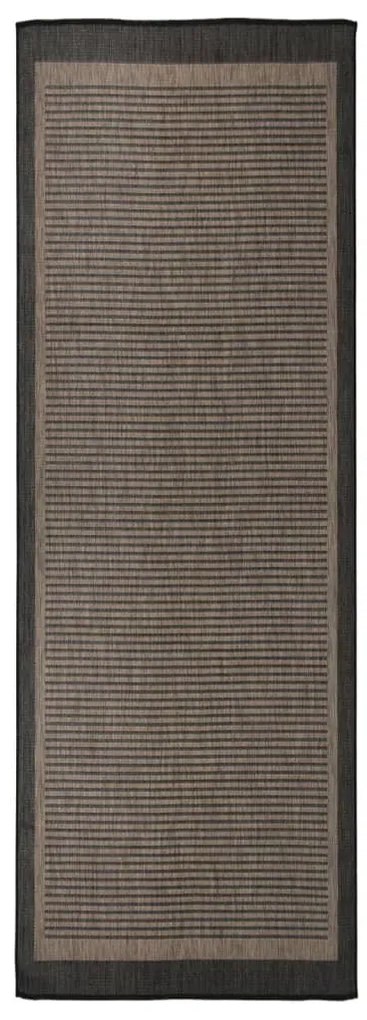 Tappeto Da Esterni A Tessitura Piatta 80x250 Cm Marrone Scuro /