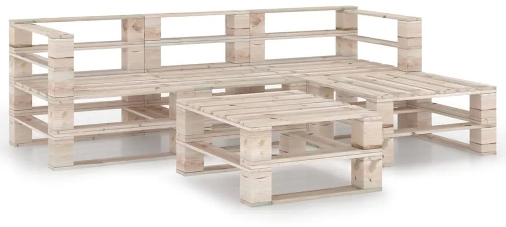 Set divani da giardino su pallet 5 pz in legno di pino