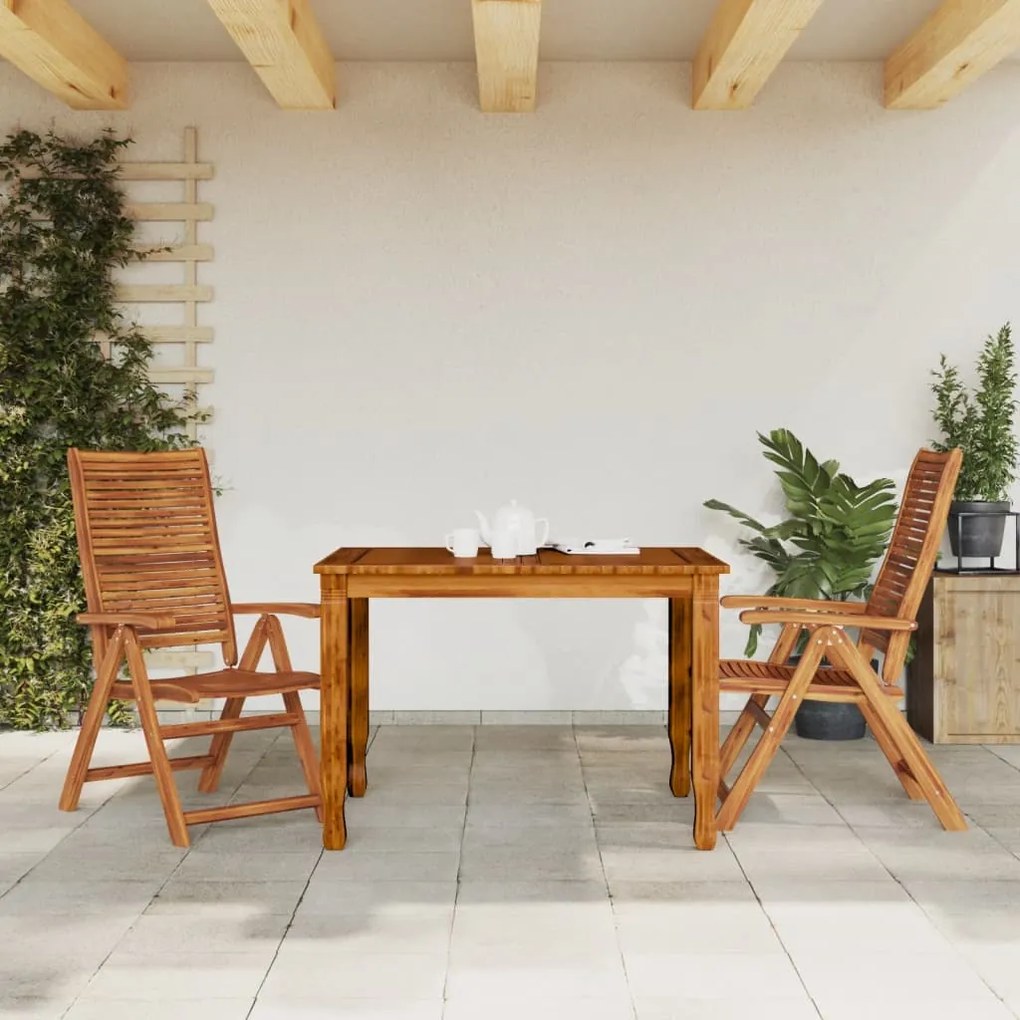 Sedie giardino pieghevoli reclinabili 2pz legno massello acacia