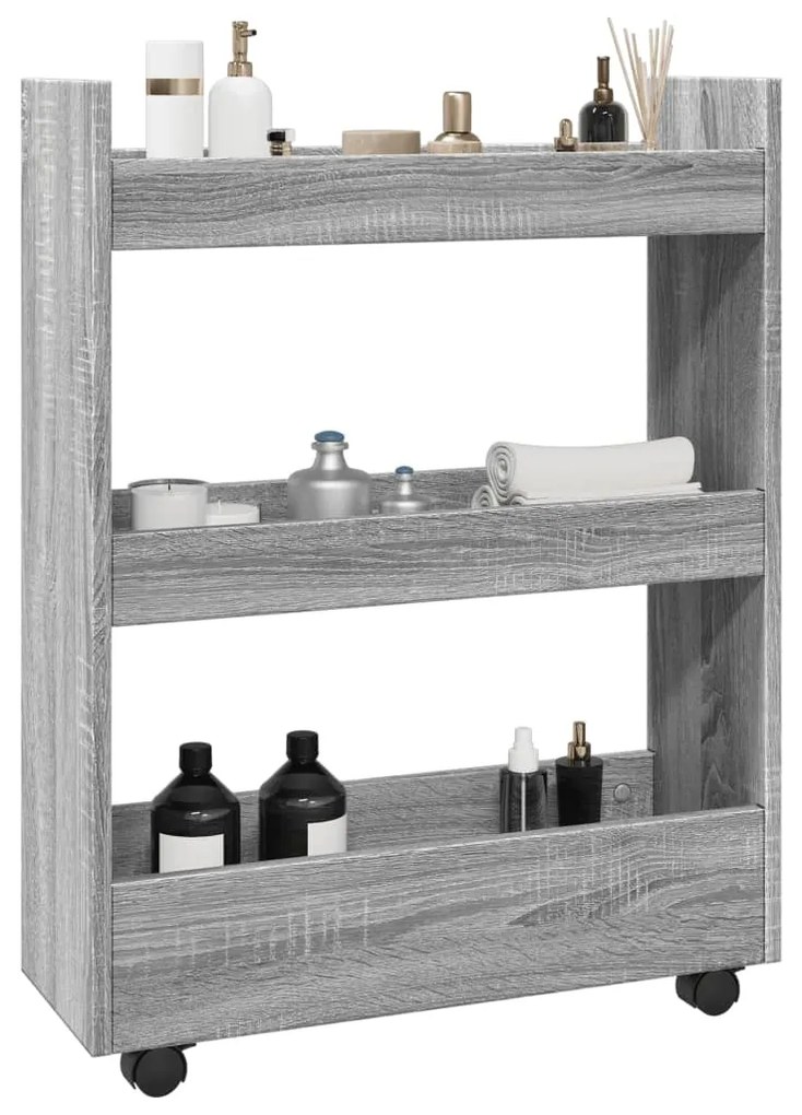 Carrello Stretto A 3 Livelli Grigio Sonoma İn Truciolato /