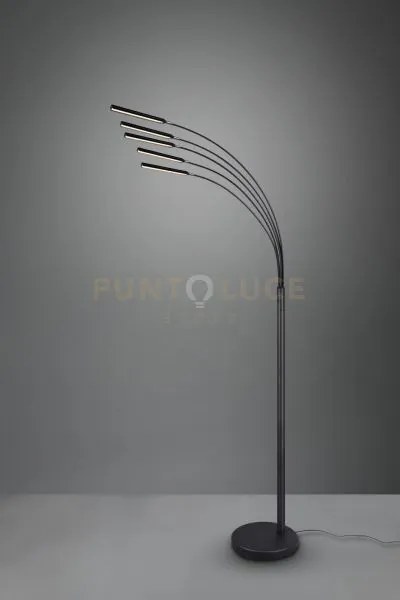 Reed piantana led 5x led, 3,5w 350lm, 3000k nero opaco ad arco 5 di...
