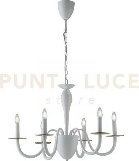 Lampadario armstrong bianco e oro 6 luci attacco e14 78x150cm in me...