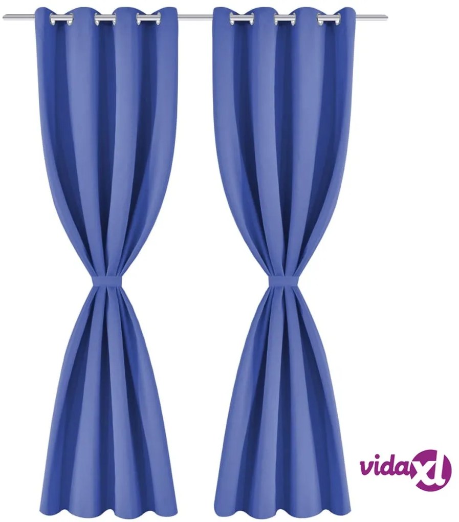 vidaXL Tende Oscuranti con Occhielli 2 pz in Metallo 135x245 cm Blu