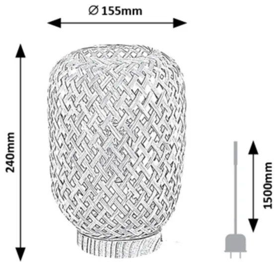 Rabalux 74016 - Lampada da tavolo ALINAFE 1xE14/25W/230V rattan