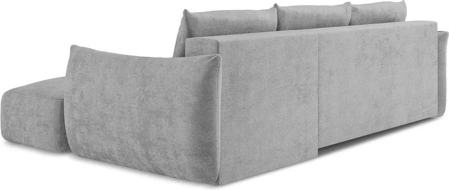 Divano angolare grigio chiaro allungabile (con penisola a destra/con chaise lounge) con rivestimento in ciniglia Leila – Makamii