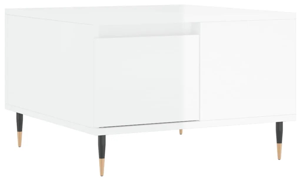 Tavolino salotto bianco lucido 55x55x36,5 cm legno multistrato