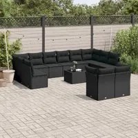 Set Divani da Giardino 13pz con Cuscini Nero in Polyrattancod mxl 87406