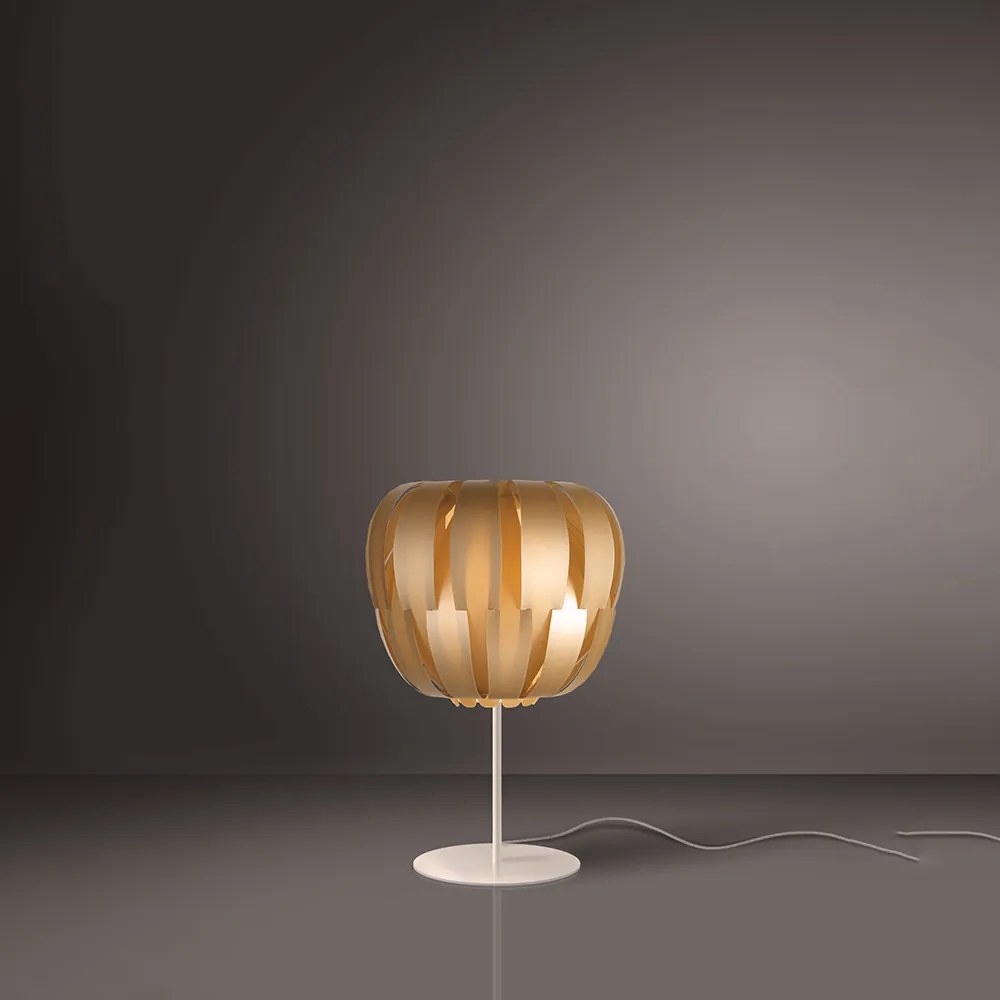 Lampada Da Tavolo Moderna Con Base Luce Queen In Polilux Oro Made In Italy