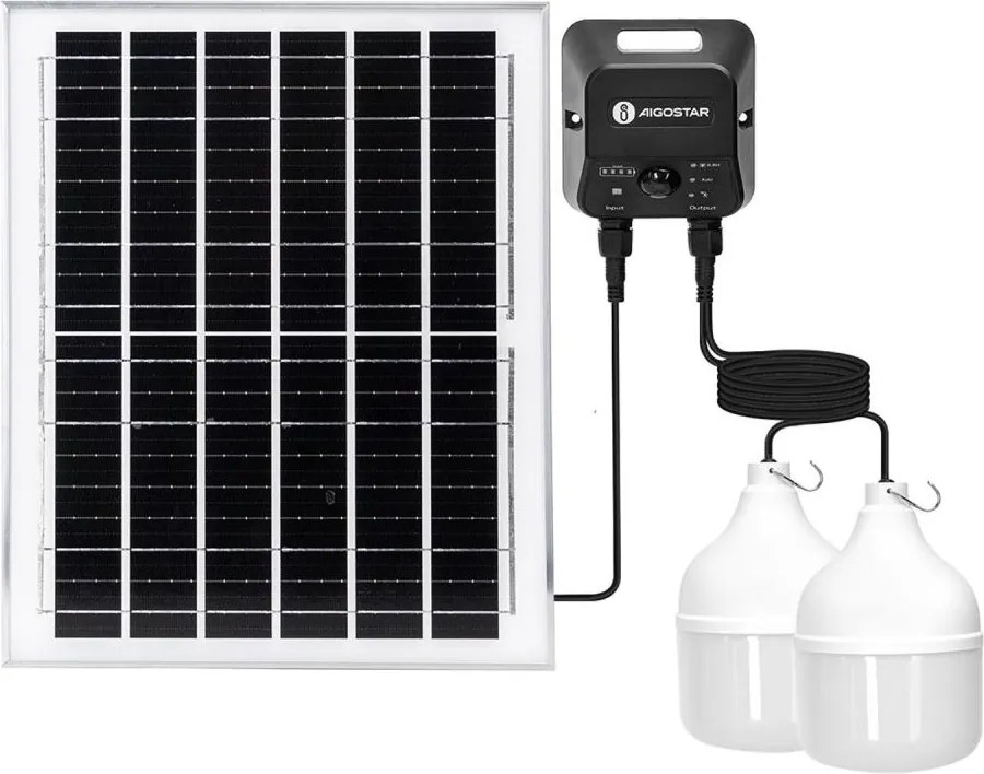 Aigostar - Lampadario solare a LED con sensore 2xLED/70W/12V 12000 mAh 6500K Ø 12 cm
