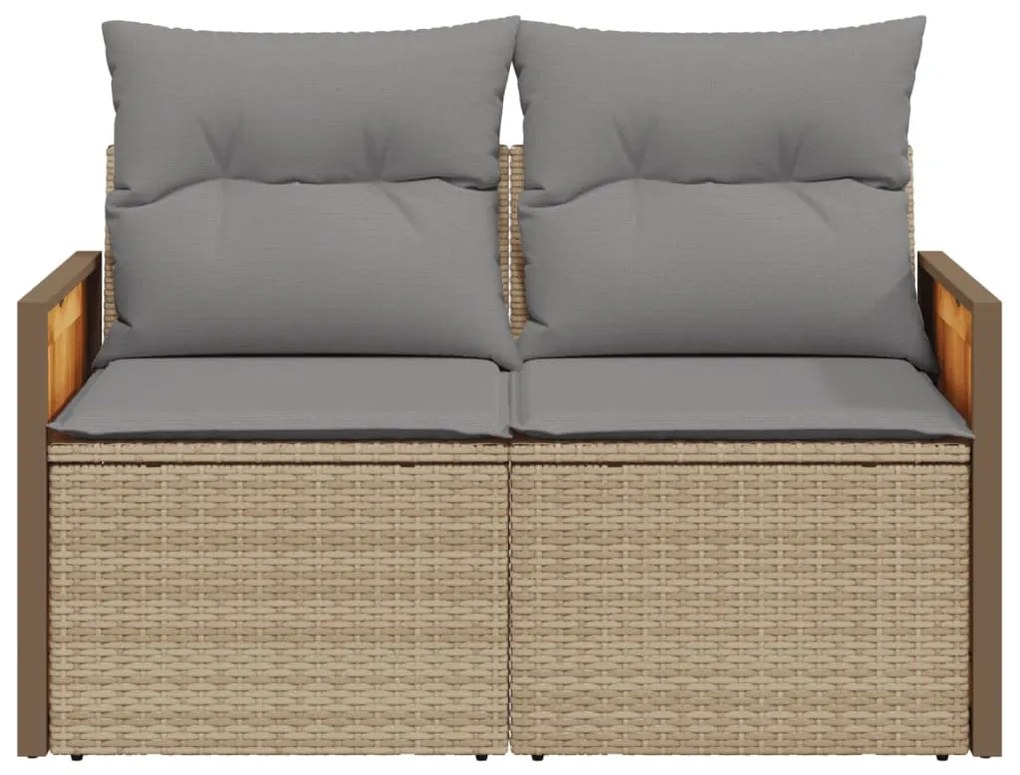 Divano da giardino con cuscini a 2 posti beige in polyrattan