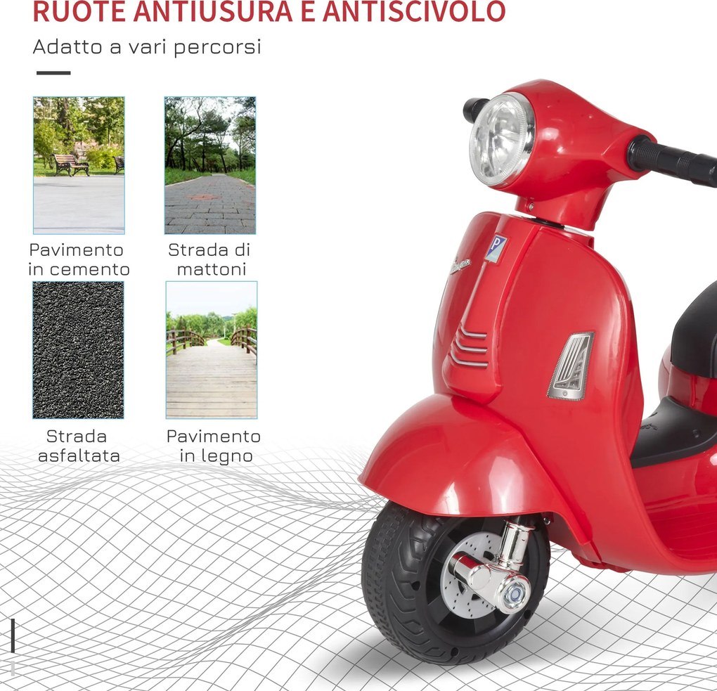 Piaggio Mini Vespa GTS Elettrica 6V  per Bambini Rossa...