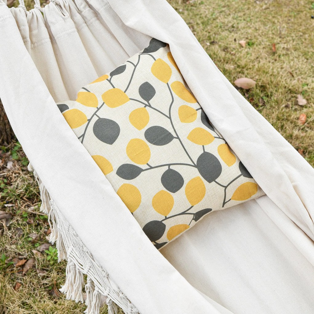 Amaca da Giardino Sospesa 288x150 cm in Tela con Frange Stile Boho Crema...