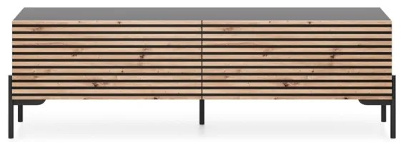 Mobile TV Da Terra 140 Cm Listellato 2 Ante Nero E Rovere Zenith