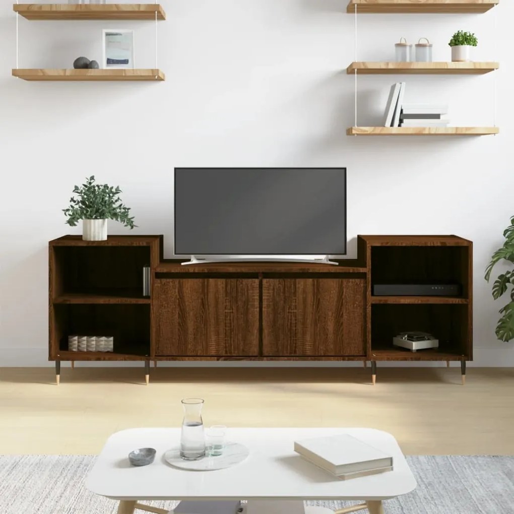 Mobile Tv Rovere Marrone 160x35x55 Cm İn Legno Multistrato /
