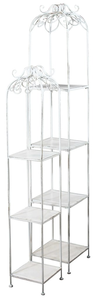 set di 2 scaffali stile provenzale in ferro verniciato g.27x27x162/p.22x22x125