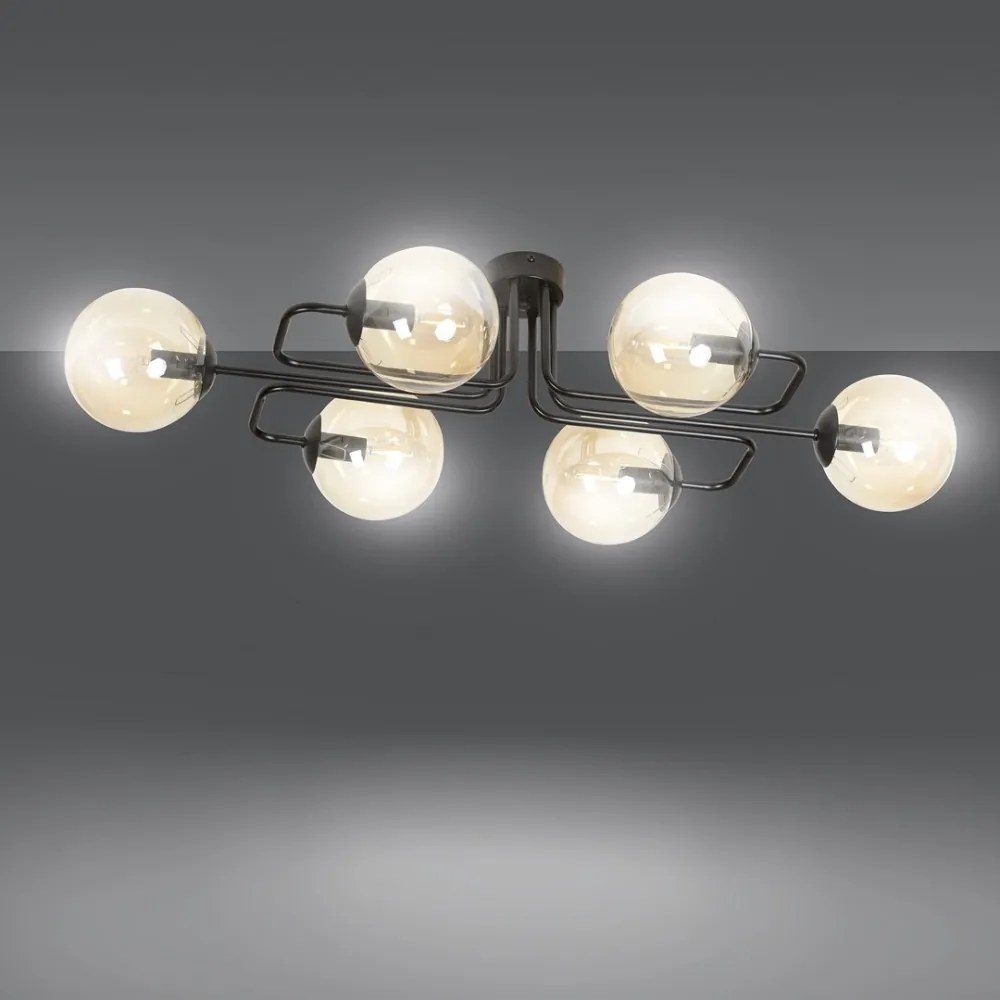 Lampadario da soffitto BRENDI 6 in acciaio e vetro 6xE14 Colore del corpo Ambrata