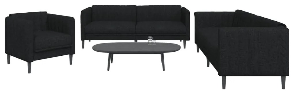 Set D Divani 3 Pz Nero İn Tessuto /