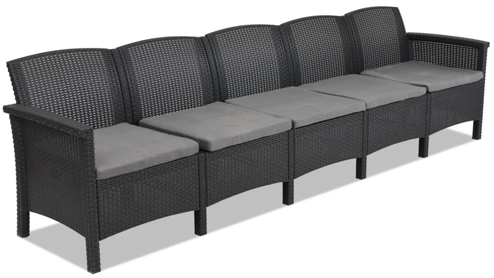 Divano a cinque posti Venezia 5 in polyrattan antracite Bica