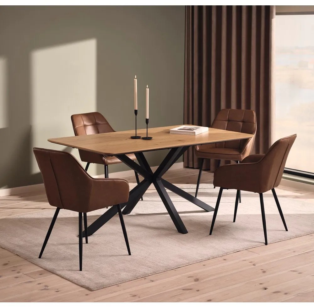 Set di sedie da pranzo marrone in imbottito con braccioli 2 pz Nolan Square – Unique Furniture